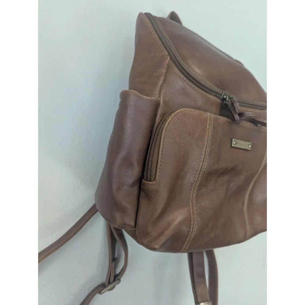 Connections Brown Faux Leather Shoulder Bag  Zip Top Handbag Brown